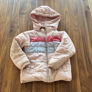 Chic Light Pink Hooded Puffer Jacket